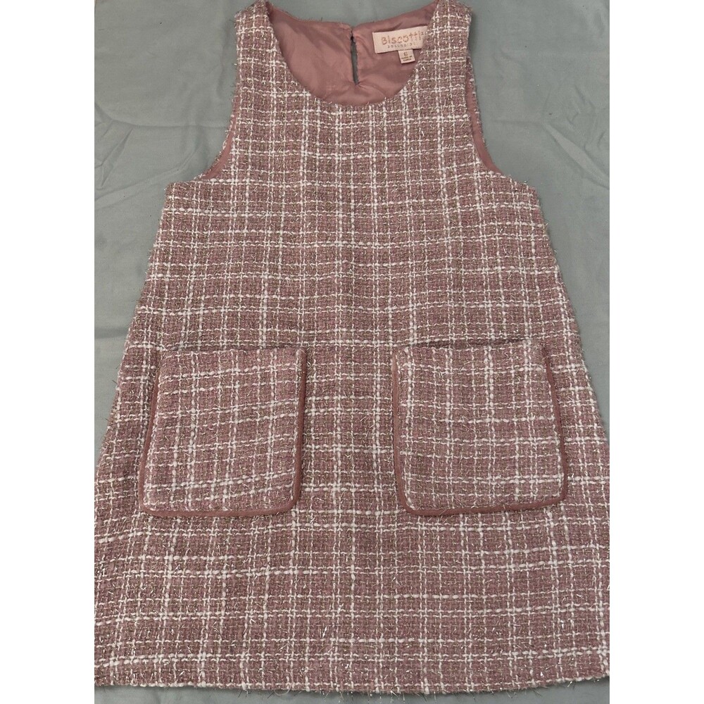 Girls Biscotti Collezioni Pink Tweed Dress with pockets  Sz 6
